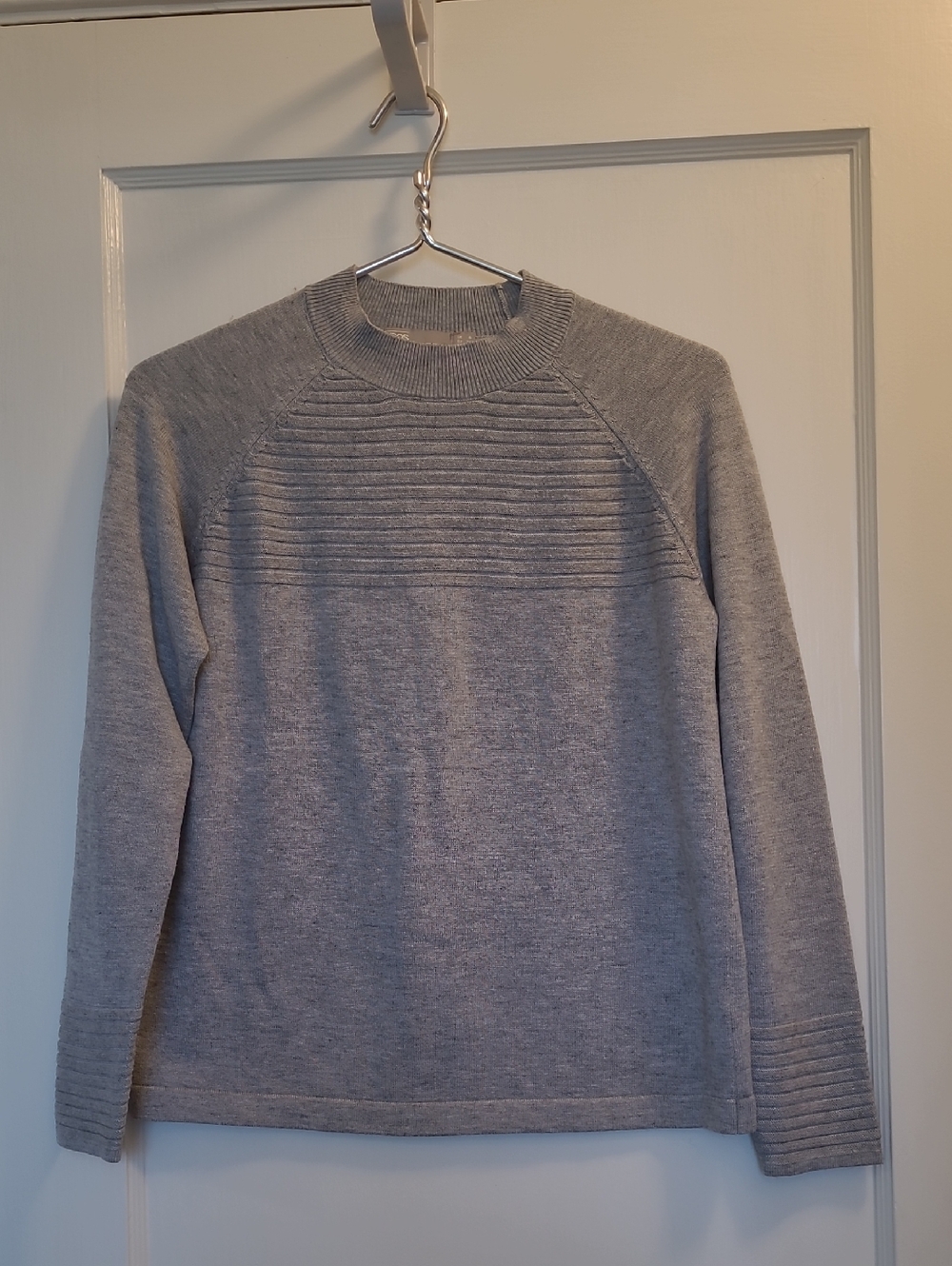 ASOS Light Grey Ribbed Panel Crew Neck Sweater